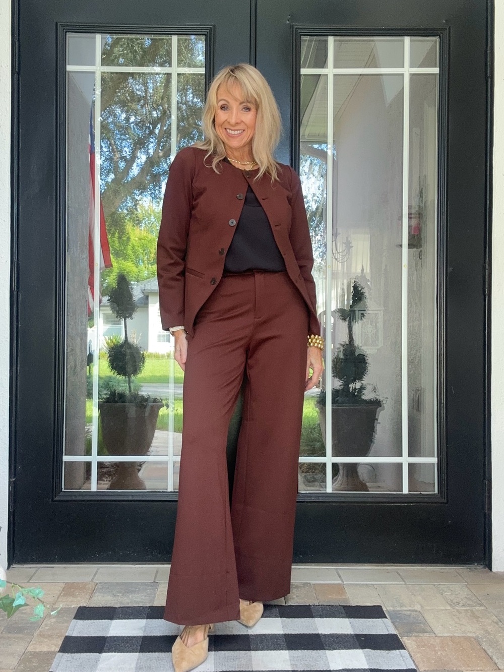OGL Wide-Leg Dress Pants in Deep Brown